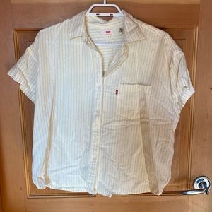 Levi’s White and Yellow Striped Linen Button Shirt